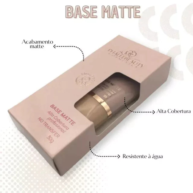 Base Líquida Matte Alta Cobertura - Phállebeauty