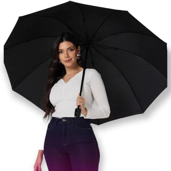 Guarda Chuva Dobrável Grande Cabo Reforçado Preto C/case - L&q