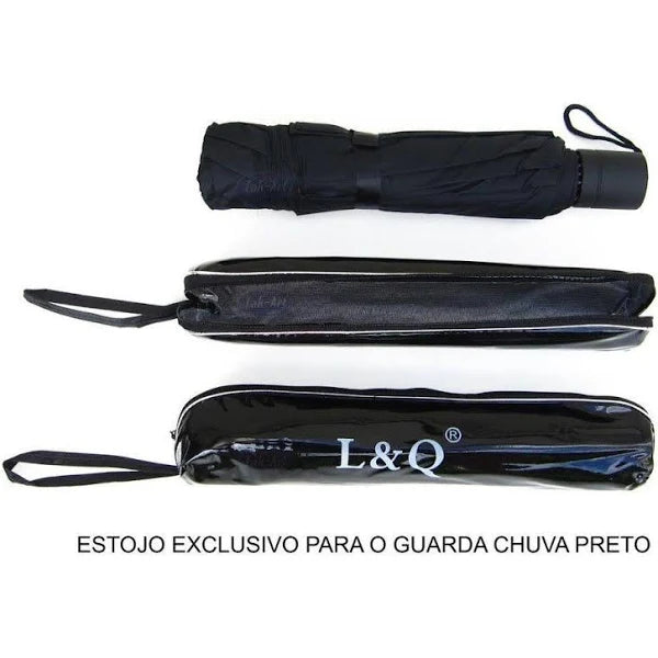 Guarda Chuva Dobrável Grande Cabo Reforçado Preto C/case - L&q