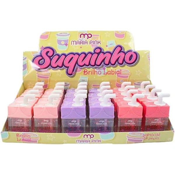 Brilho Labial De Suquinho Lip Gloss Com Glitter Maria Pink